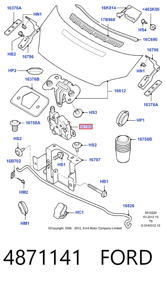 Cerradura de Capot Ford Transit  (2006-2014)