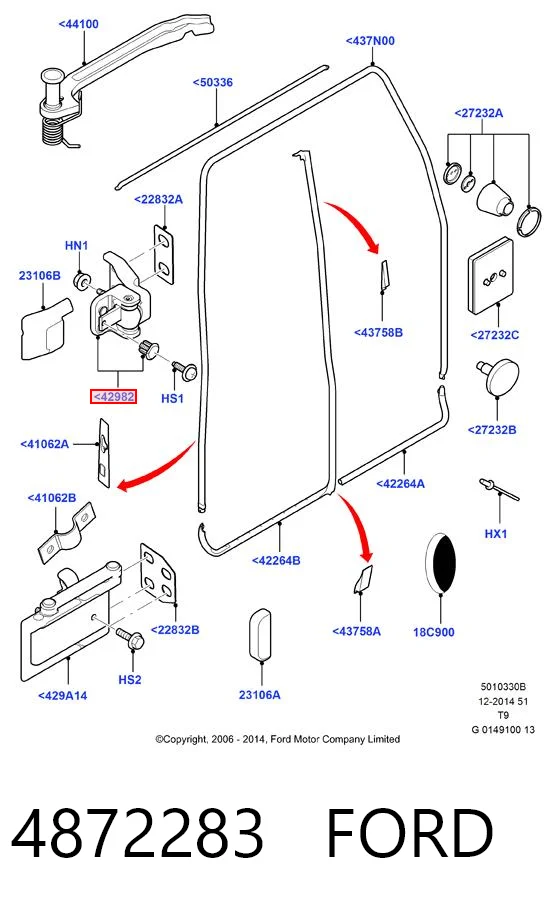 4872283 Ford Bisagra superior derecha de puerta trasera batiente