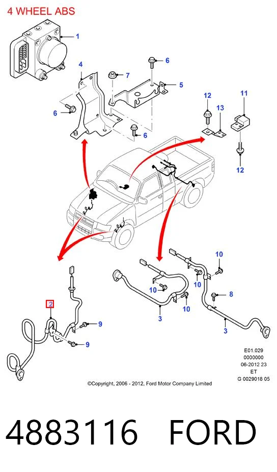 4883116 Ford Sensor de freno, delantero derecho
