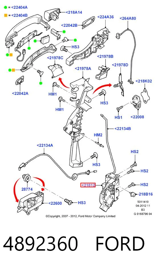 4892360 Ford Cerradura delantera derecha
