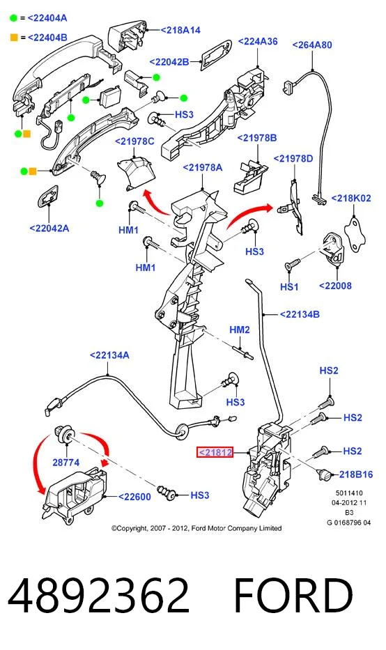 4892362 Ford Cerradura de puerta