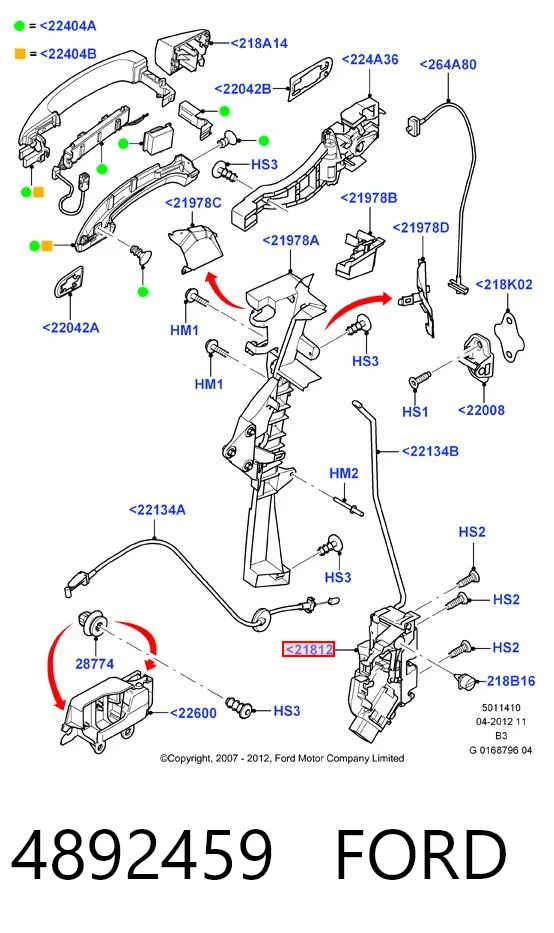 4892459 Ford Cerradura de puerta