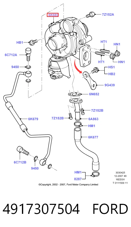 4917307504 Ford Turbo para motor