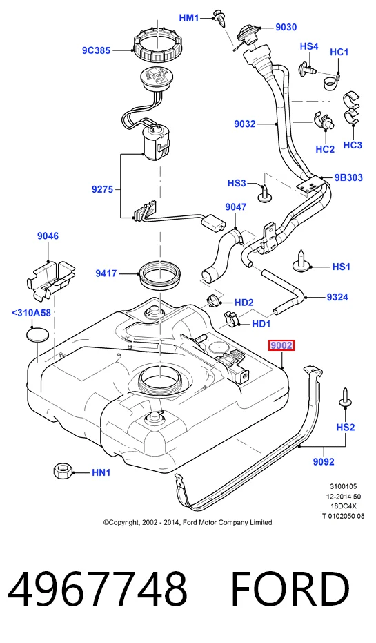 Depósito de gasolina para Ford Connect PU2