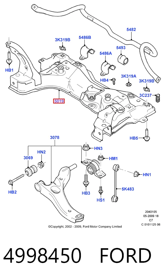 Bastidor delantero para Ford Connect (PU2)