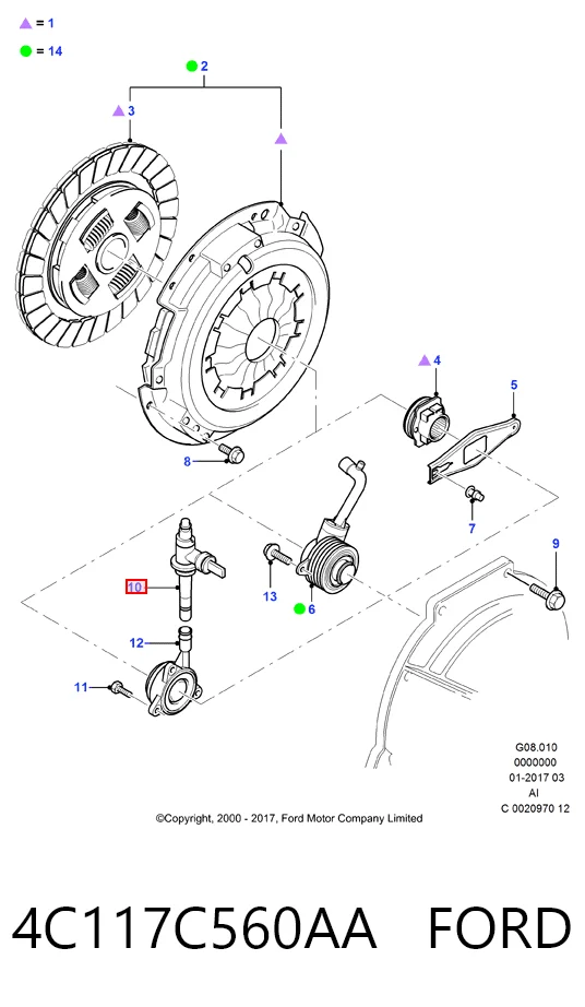 4C117C560AA Ford Tubo flexible de embrague