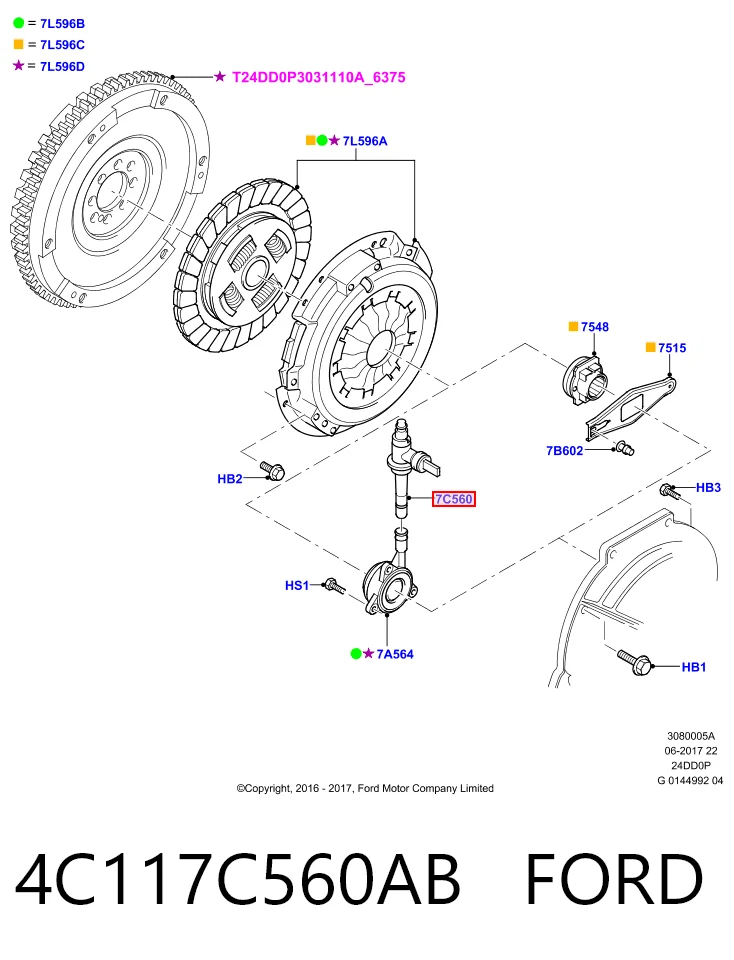 4C117C560AB Ford Tubo flexible de embrague