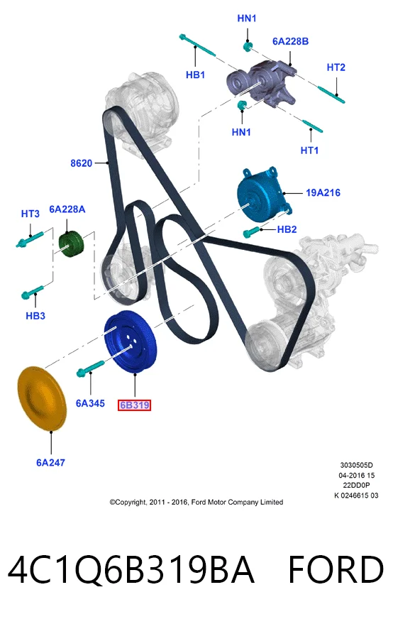 Polea del cigüeñal 4C1Q6B319BA FORD