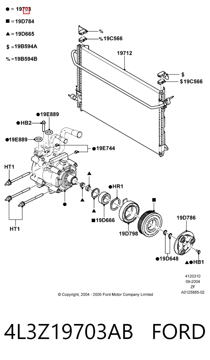 4L3Z19703AB Ford Compresor climatizador