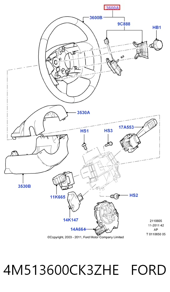 Volante para Ford Focus II DA, HCP, DP