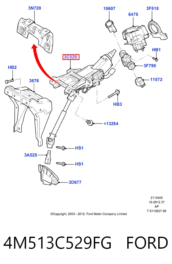 Columna de volante para Ford Focus II DA, HCP, DP
