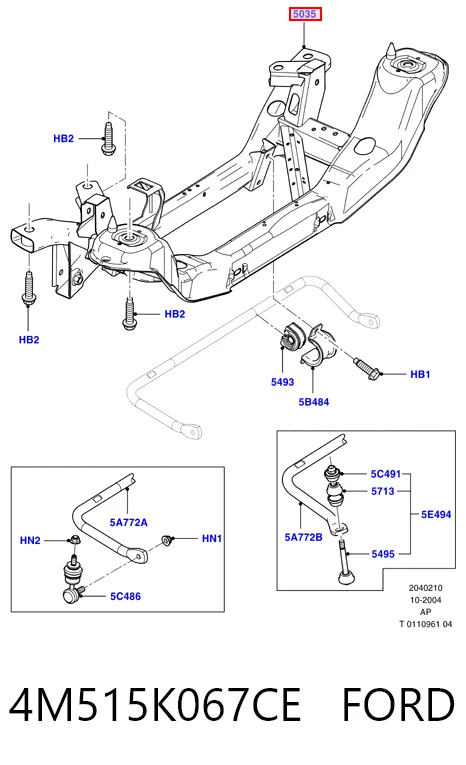 Subchasis trasero soporte motor 4M515K067CE FORD