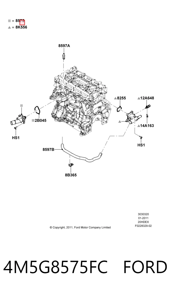 4M5G8575FC Ford Termostato de agua