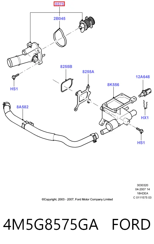 4M5G8575GA Ford Termostato de agua