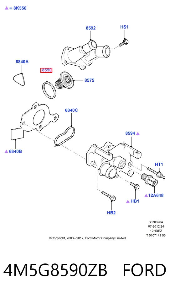 Junta carcasa de termostato Ford Fiesta Mk5