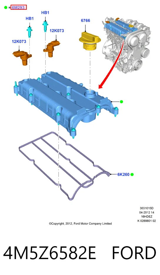 4M5Z6582E Ford Tapa de culata