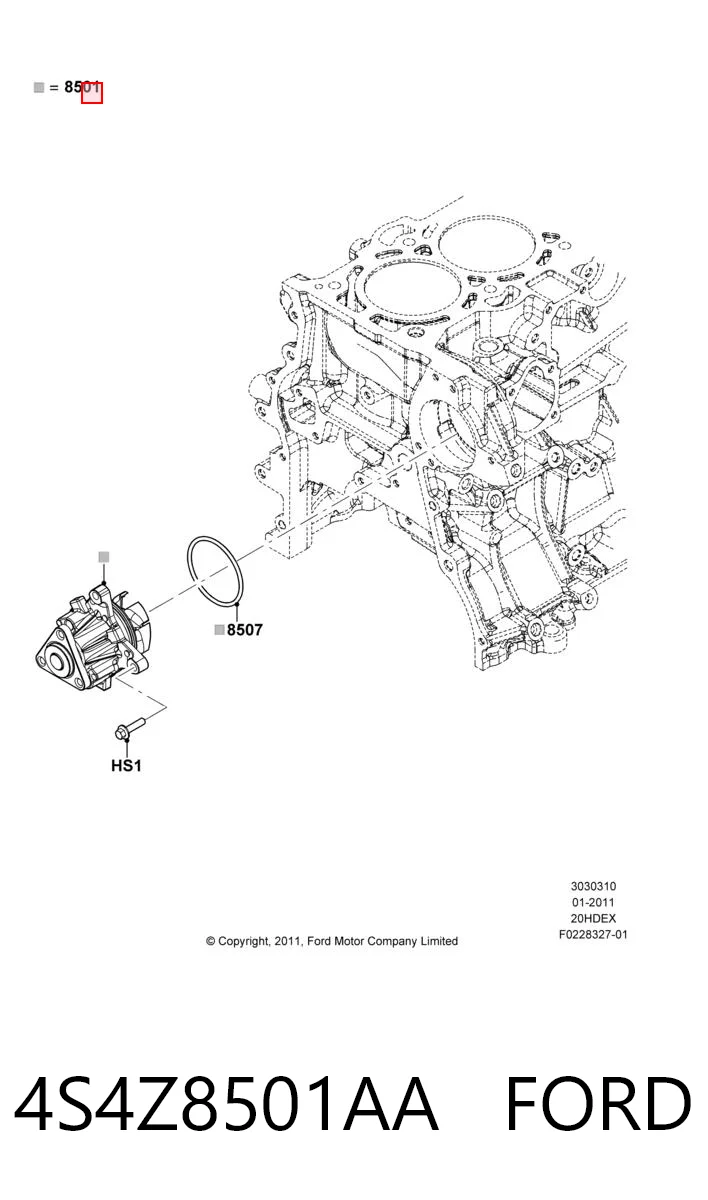 4S4Z8501AA Ford Bomba refrigerante coche