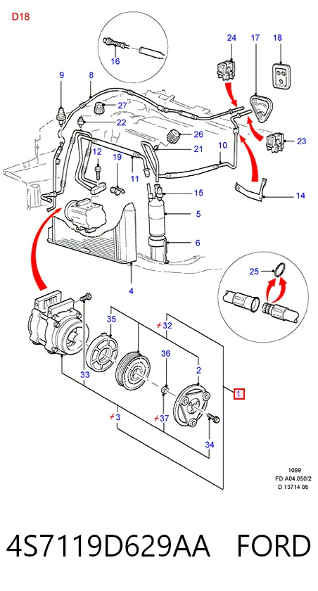 4S7119D629AA Ford Compresor climatizador