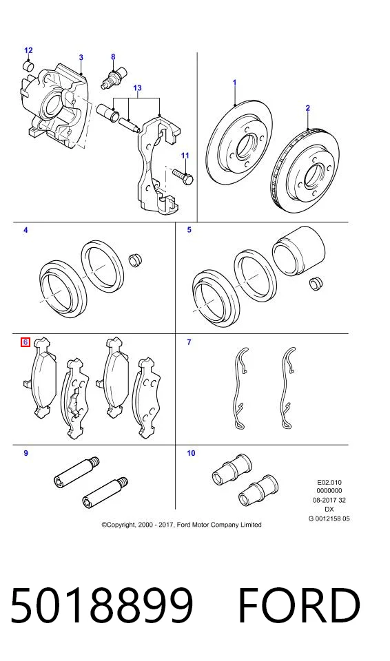 5018899 Ford Pastillas delanteras
