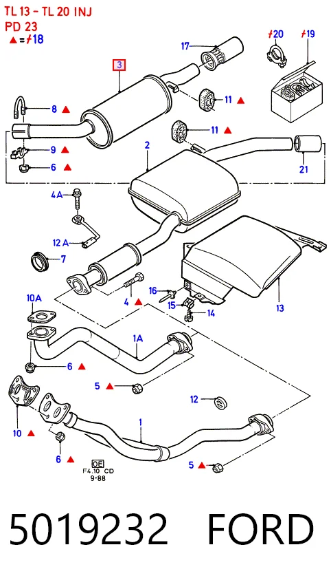 Silenciador trasero para Ford Sierra II GBG, GB4