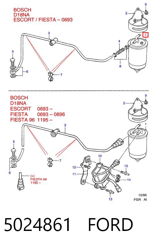 Precio del repuesto Filtro de gasoil Fiesta III hatchback