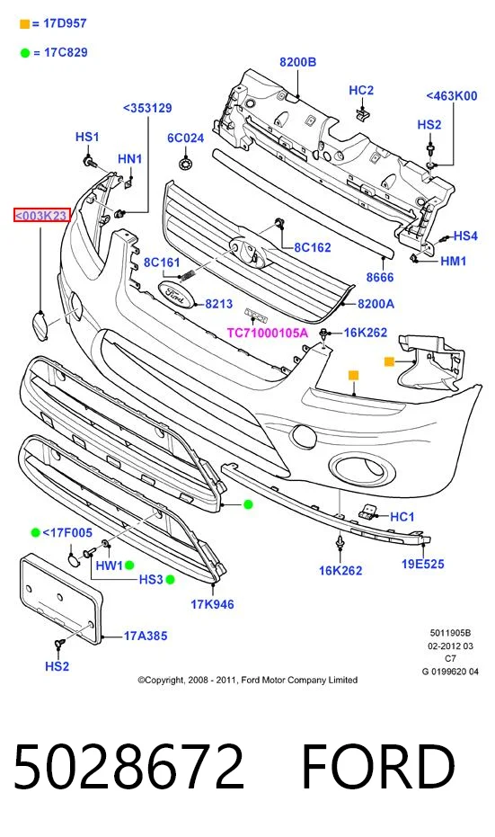 5028672 Ford Cobertura de parachoques, enganche de remolque, delantera 