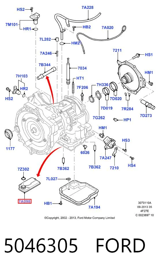 Filtro hidráulico transmisión automática Ford Fiesta VI (2008-2016)