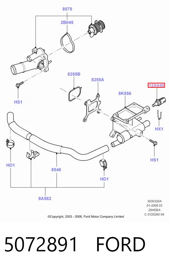 5072891 Ford Sensor temperatura refrigerante