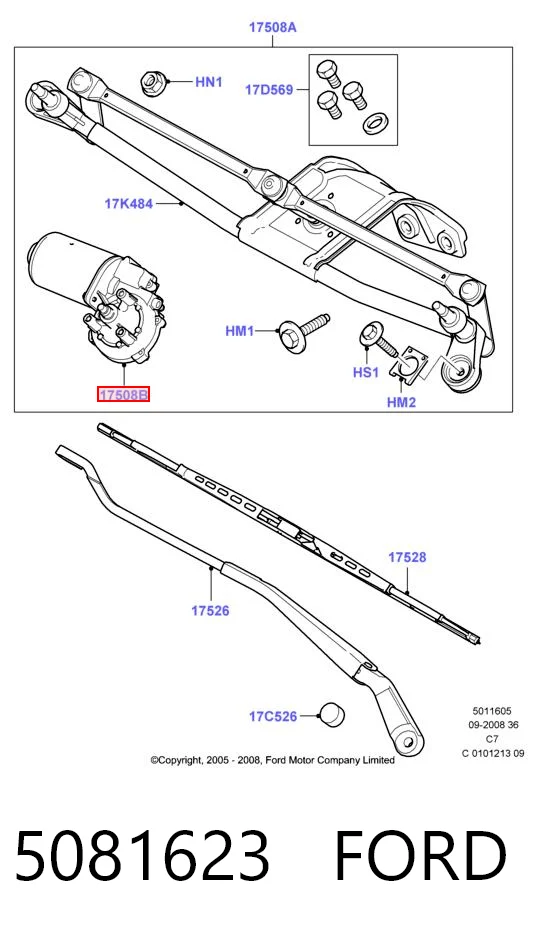 5081623 Ford Motor del limpiaparabrisas