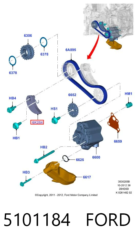 5101184 Ford Tensor de cadena de bomba de aceite