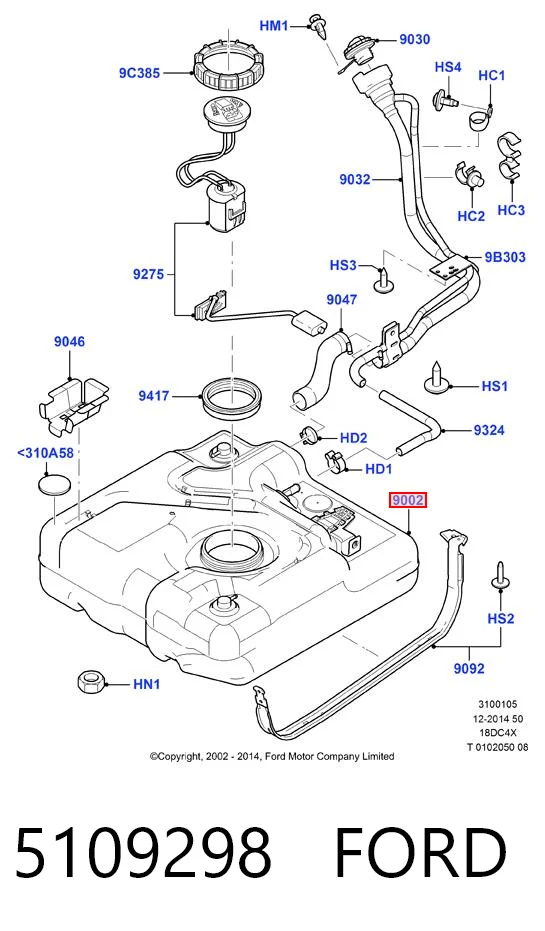 Depósito de combustible Ford Connect  (PU2)