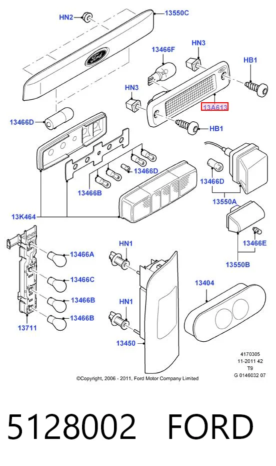 5128002 Ford Luz central de freno