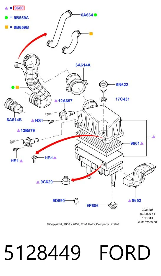 Carcasa del filtro de aire para Ford Connect  TC7