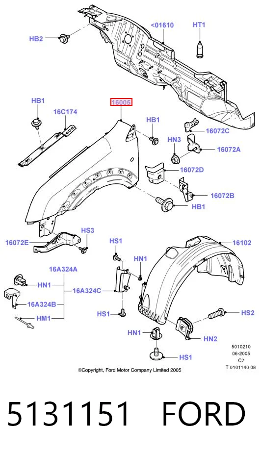 5131151 Ford Aleta delantera
