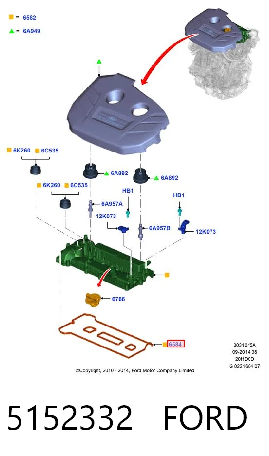 5152332 Ford Junta de balancínes