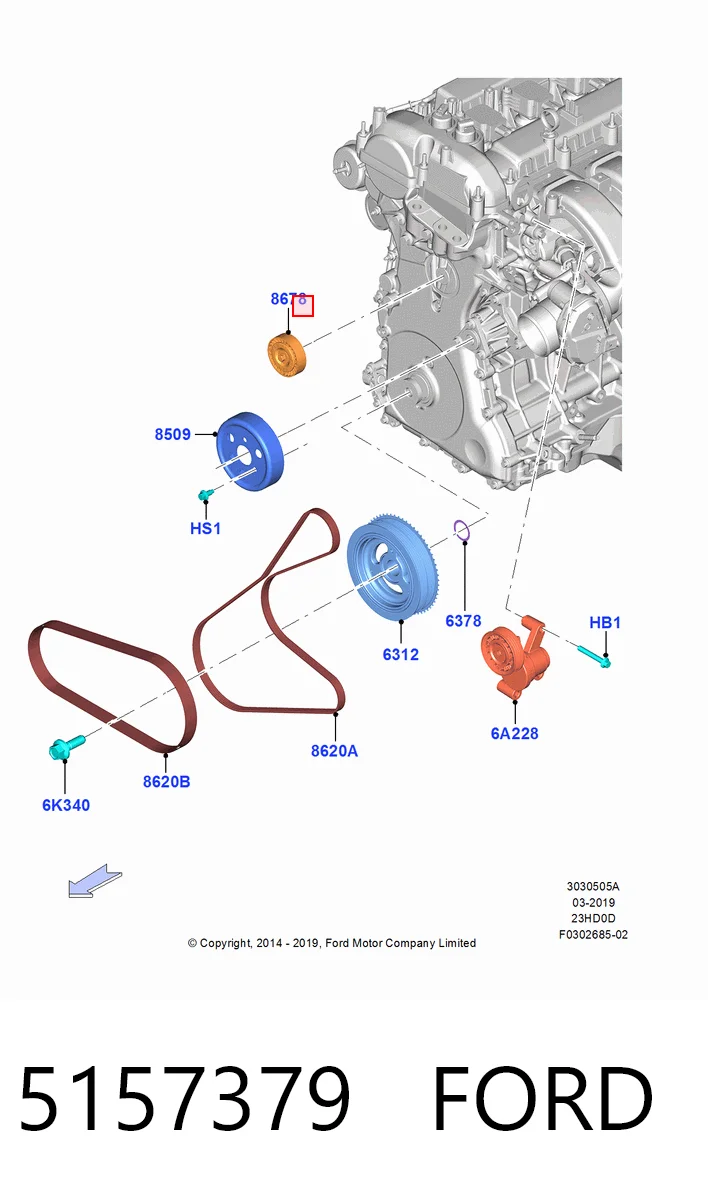  Polea correa distribución Ford Mustang 6