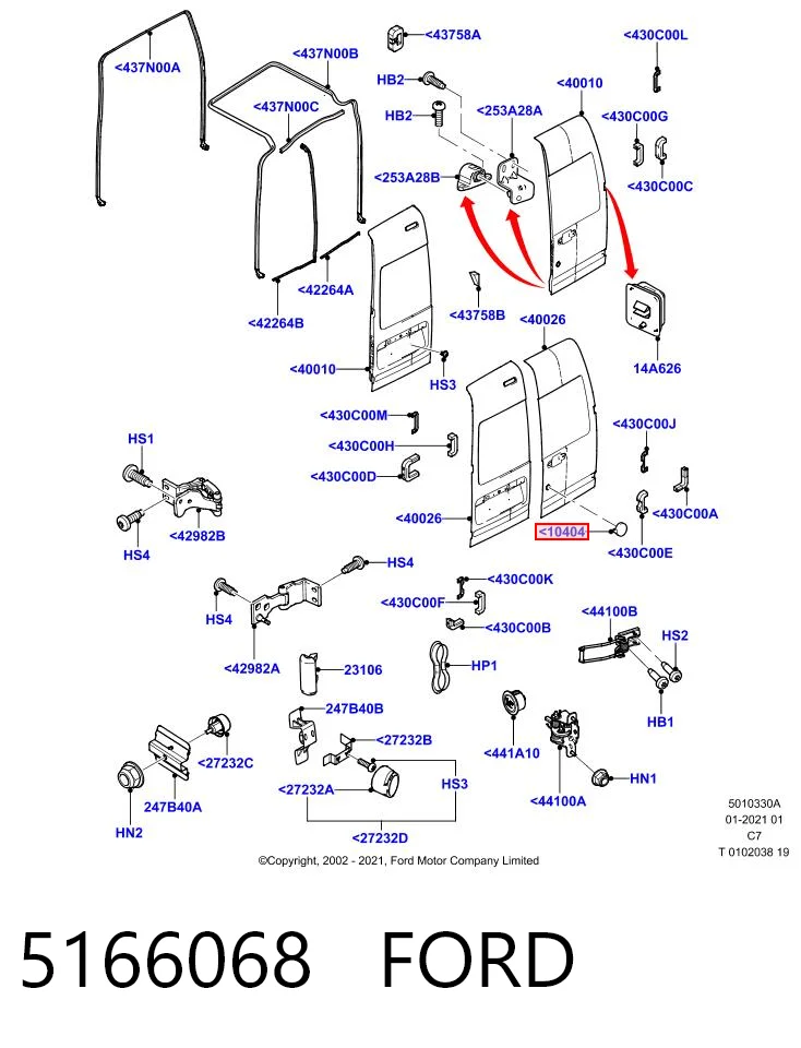 5166068 Ford Tapa del cilindro de la cerradura de la puerta corrediza