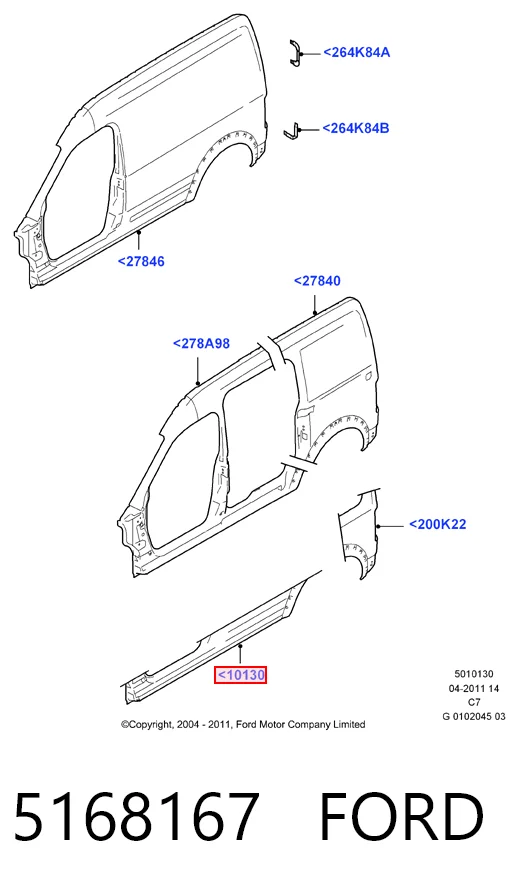Umbral exterior derecho Ford Connect TOURNEO bus (PU2) (2002 - 2013) precio, desde 133,67 EUR
