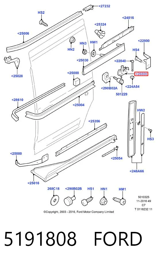 Rodillo central trasero izquierdo de puerta corrediza 5191808 FORD