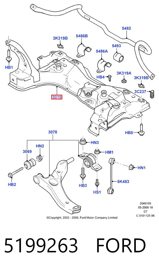 5199263 Ford Subchasis delantero