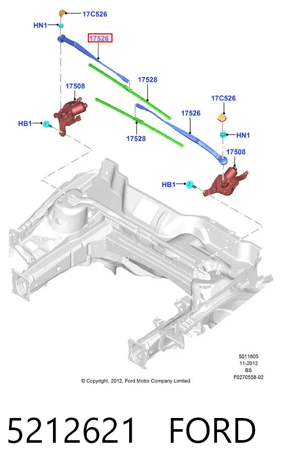 Brazo del limpiaparabrisas lavado de parabrisas Ford Kuga II (2012-2019)