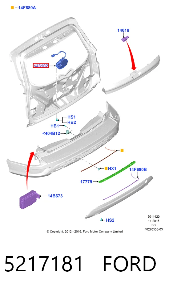 Cierre del maletero para Ford Kuga II CBS