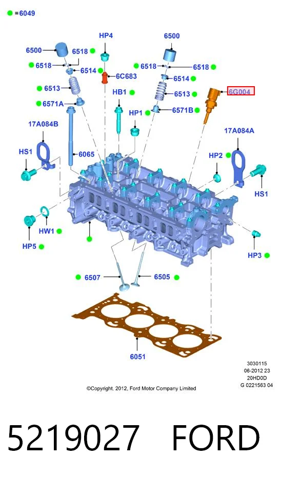 5219027 Ford Sensor de temperatura de aceite del motor