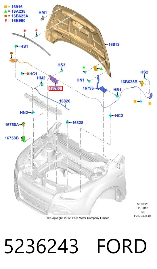 5236243 Ford Cerradura de Capot