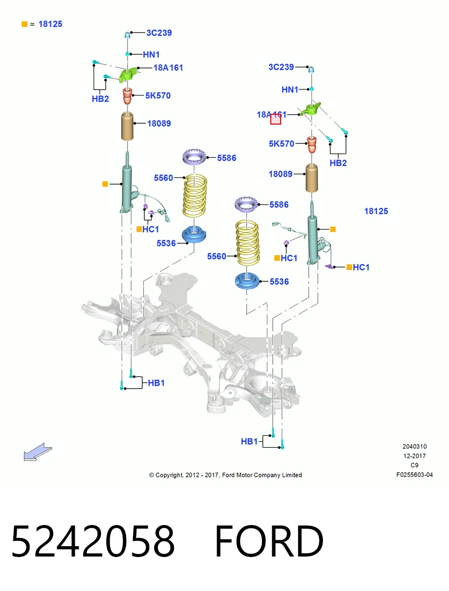 Copela de amortiguador trasero 5242058 FORD