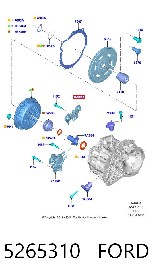 Horquilla de embrague 5265310 FORD