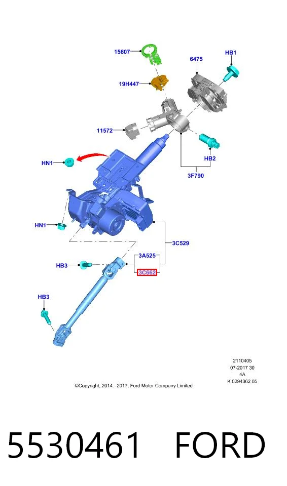 5530461 Ford Cardán inferior de la columna de dirección