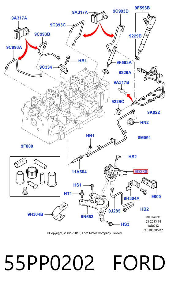 55PP0202 Ford Sensor de presión de combustible