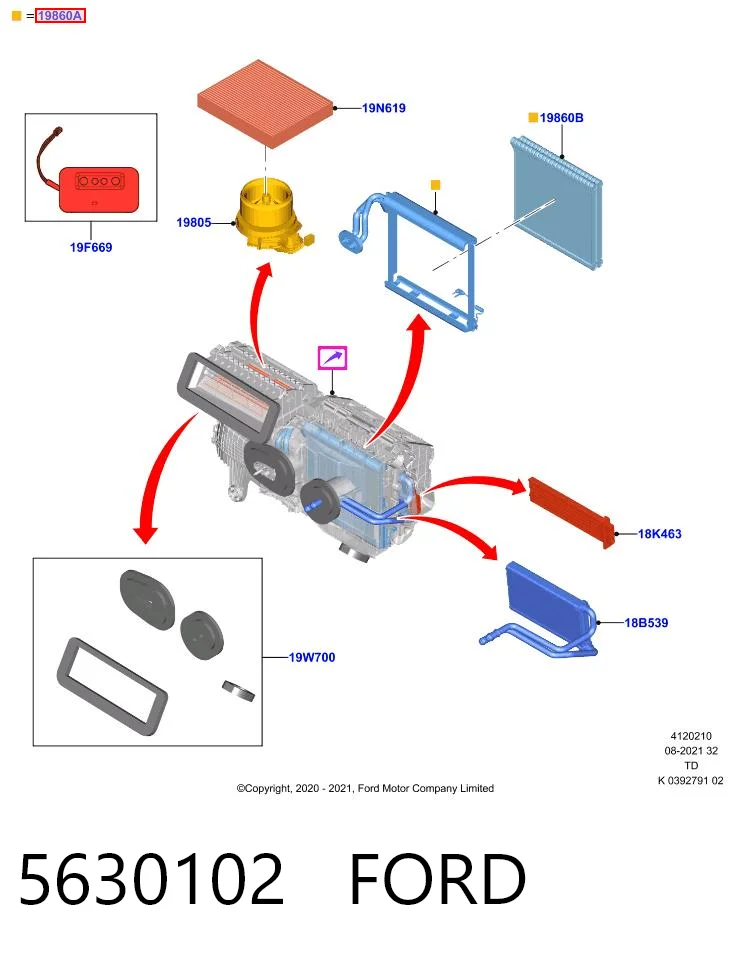 Evaporador, aire acondicionado Ford Kuga III (2019-2026)