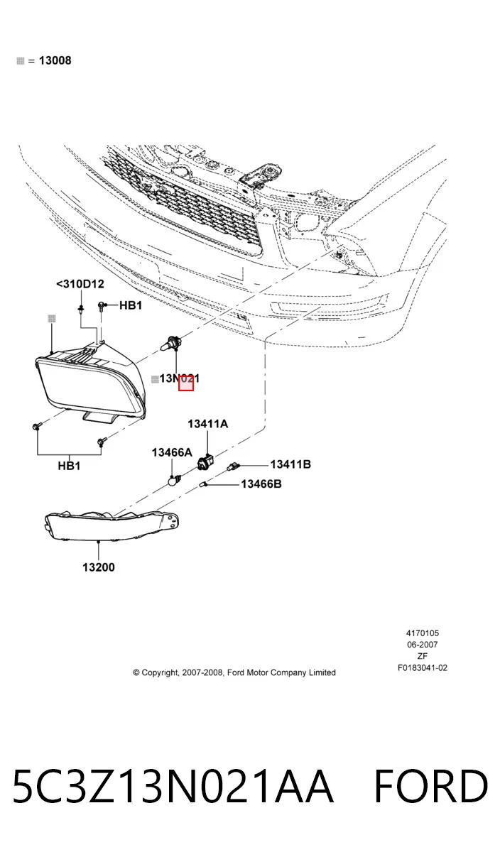 5C3Z13N021AA Ford Lámpara halógena